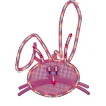 17" Lighted Pink Bunny Head Easter Window Silhouette Decoration