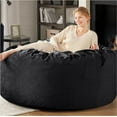 thumbnail image 3 of Codi Bean Bag Chair with Filler Included, 4 FT - Comfy Large Beanbag Chairs for Adults, Memory Foam Added - Machine Washable and Soft Mink Bonded Cover - Black, 4ft, 3 of 14