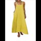 thumbnail image 1 of Vestido de Algodón de Verano para Mujer, Estilo Bohemio, Informal, con Tirantes Finos Ajustables, Espalda Descubierta y Volantes, Corte Holgado y Fluido. Amarillo L, 1 of 7