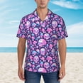 thumbnail image 2 of Pofeuu Skull Rainbow Mushroom Print Hawaiian Shirt for Men Sleeves Casual Button Down Summer Beach Dress Shirts T-Shirts,Large, 2 of 7