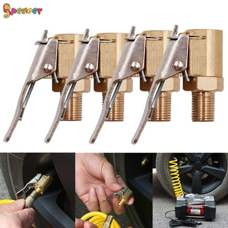 

Spencer 4Pcs 8mm Brass Tyre Inflator Valve Connector Air Chuck Tire Clip Lock-on Car Truck