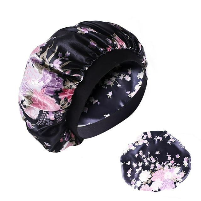 WIFKLSIIPG Large Printed Headband Nightcap Bohemian Turban Hat Satin Shower Cap