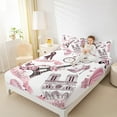 thumbnail image 4 of Manfei Paris Eiffel Tower Full Size Sheets,Pink Butterflies Flower Bed Sheets,Romance Valentine'S Day Sheet Sets,Microfiber Room Decor,4 Pieces, 4 of 7