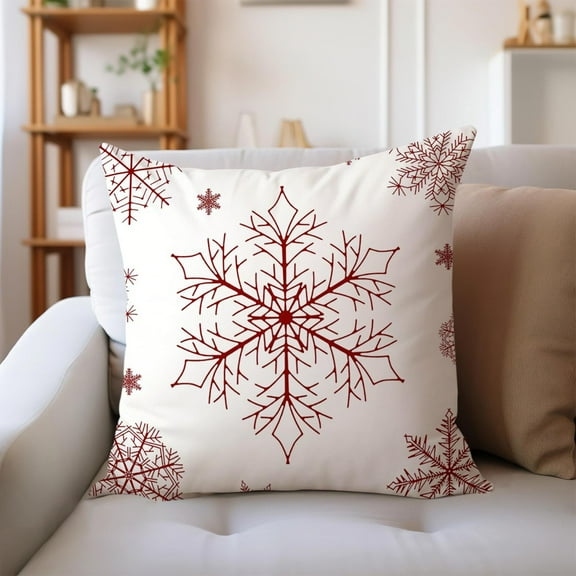 LSLJS Christmas Pillow Covers 18x18" Set of 4 Red White Christmas Pillow Covers Christmas Pillow Cases for Sofa Couch Christmas Decorations Throw Pillow Covers