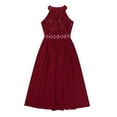 thumbnail image 3 of iixpin Kids Girls Floral Lace Birthday Party Maxi Dress Jumpsuit Sleeveless Formal Dance Romper Gown Burgundy 8, 3 of 7