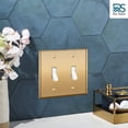 thumbnail image 6 of Rio Salto BRASS Signature Collection Metal Gold Double Toggle Light Switch Covers Wall Plate STANDARD SIZE Wallplate Decorative 2 Gang Wall Switch Plate Covers Genuine Brushed Brass 5 Pack, 6 of 9