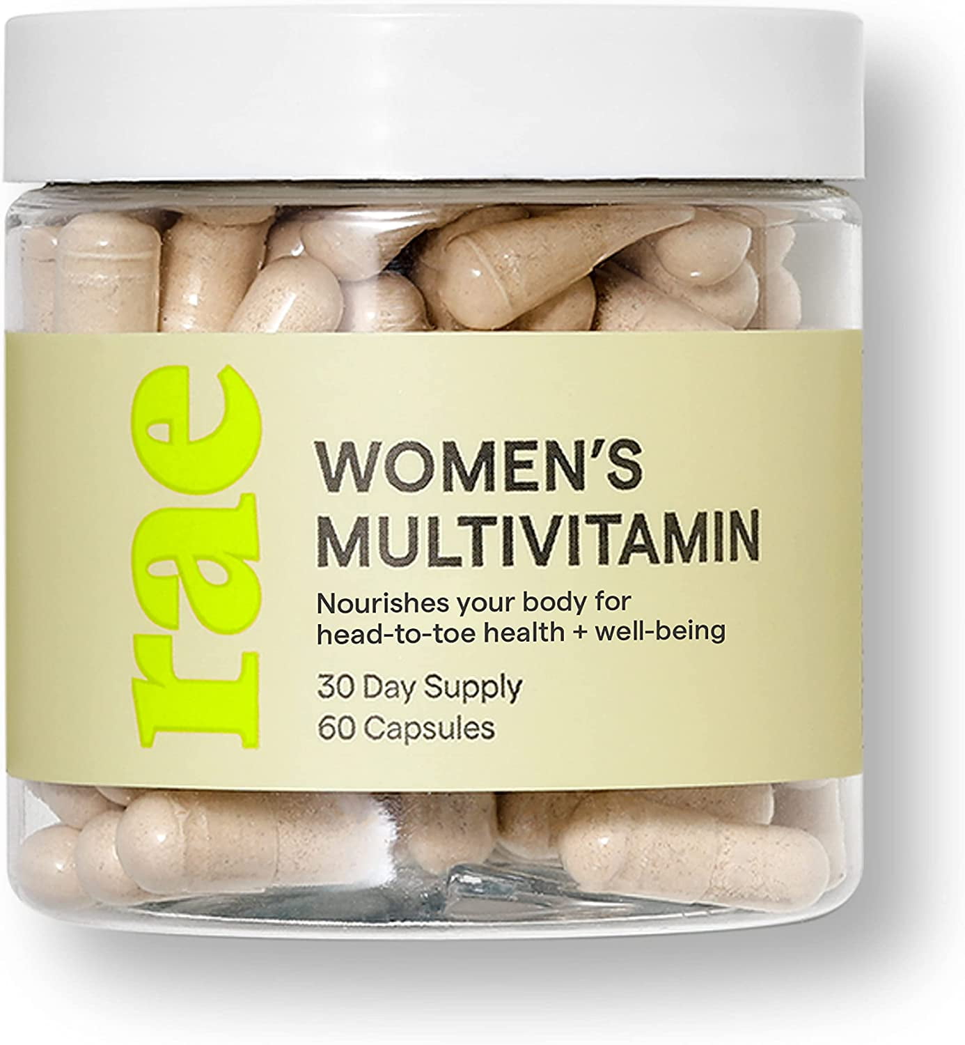Rae Wellness Multivitamin Supplement with Vitamin A, C, and D, 60 Capsules