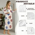 thumbnail image 6 of SEANATIVE Long Sleeve Nightgown for Women Cozy Full Length Bedroom Pajama Dress, Soft Sleepshirt Button Front Sleepshirt Nightshirts, S, Snowflake Beige, 6 of 7
