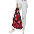 thumbnail image 4 of Shopping Bag 17.5×4.5×15in Crack Resistant Waterproof Super Large Capacity Reusable Extended Handle Can Be Carried Or One Shoulder Red Colorful Houndstooth Hand-Drawn Sketch_2, 4 of 8