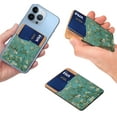 thumbnail image 4 of WIRESTER 2pcs Set Self-Adhesive PU Leather Card Holder Stick on Pocket Credit Card Case Pouch Wallet for Apple Samsung Motorola LG Smart Phones - Almond Blossom Van Gogh, Claude Monet Water Lilies, 4 of 6