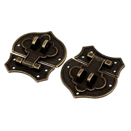 Case 2 Tone Hearts - Antique Style Wooden Case Box Heart Shape Clasp Hasp Latch Bronze Tone 2 Set