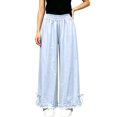 thumbnail image 6 of Lmnyox Wide Leg Pants for Girls Fashion Cute Baggy High Waist Trousers Lightweight Solid Color Workout Pants, 6 of 8