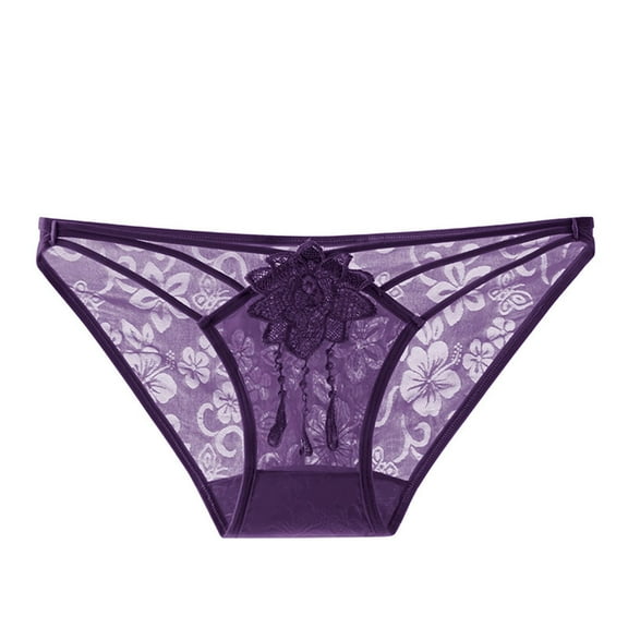 HOMBOM Womens Underwear Briefs Mesh Purple Low Rise Seamless Hipster Panties for Ladies Cheeky M