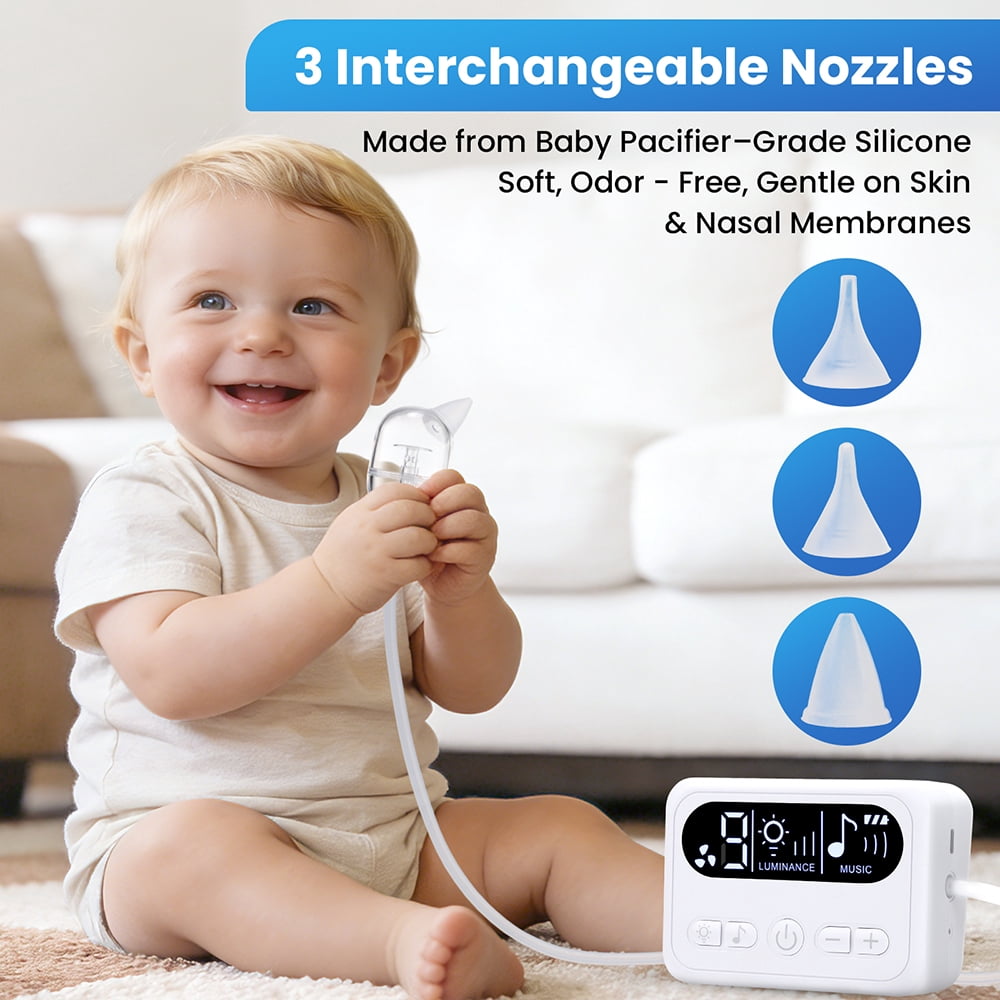 Baby Nasal Aspirator, Electric Nasal Aspirator With 9 Levels Suction, Night Light And Nursery Rhyme Soothing Function, Gentle Booger Sucker For Newborns And Toddlers