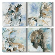 Wexford Home Watercolor Wild Animal Canvas Prints Wall Art Nursery Décor for Kids Room Office Room Farmhouse, Set of 4 (32" x32" each)