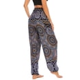 thumbnail image 3 of SWSMCLT Women's Boho Harem Yoga Pants Indian Smocked Waist Baggy Bohemian Buddha Gypsy Balloon Pocket Thai Hippie Beach Print Bloomers LoungeTrousers A-Patterned14 Small-Large, 3 of 5