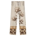 thumbnail image 4 of Elegant Floral Beige Textile Design Winter Female Pants Flannel High Waist Women Pants Lady Warm Straight Leg Plush Trousers, 4 of 7