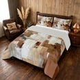 thumbnail image 3 of Manfei Abstract Geometric Block Queen Comforter Set, Abstract Artwork Comforter Sets Queen, Beige Brown, Gray Reversible 3-Piece, 1 Comforter and 2 Pillowcases, 3 of 6