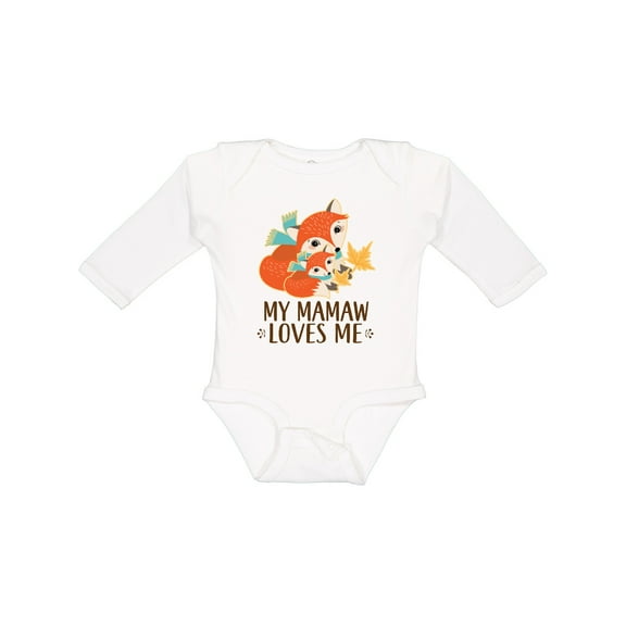 Inktastic Mamaw Loves Me Grandchild Fox Boys or Girls Long Sleeve Baby Bodysuit