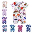 thumbnail image 3 of Baby Romper Short Sleeve Romper Cute Print Soft Breathable Summer Outfit Baby Onesies Dark Blue 6 Months-12 Months, 3 of 3
