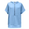 thumbnail image 4 of Women's Half Zip Sweatshirts Collared V-Neck Short Sleeved Solid Tops with Pocket Fall Fashion Casual Loose Pullover Shirts, 4 of 4