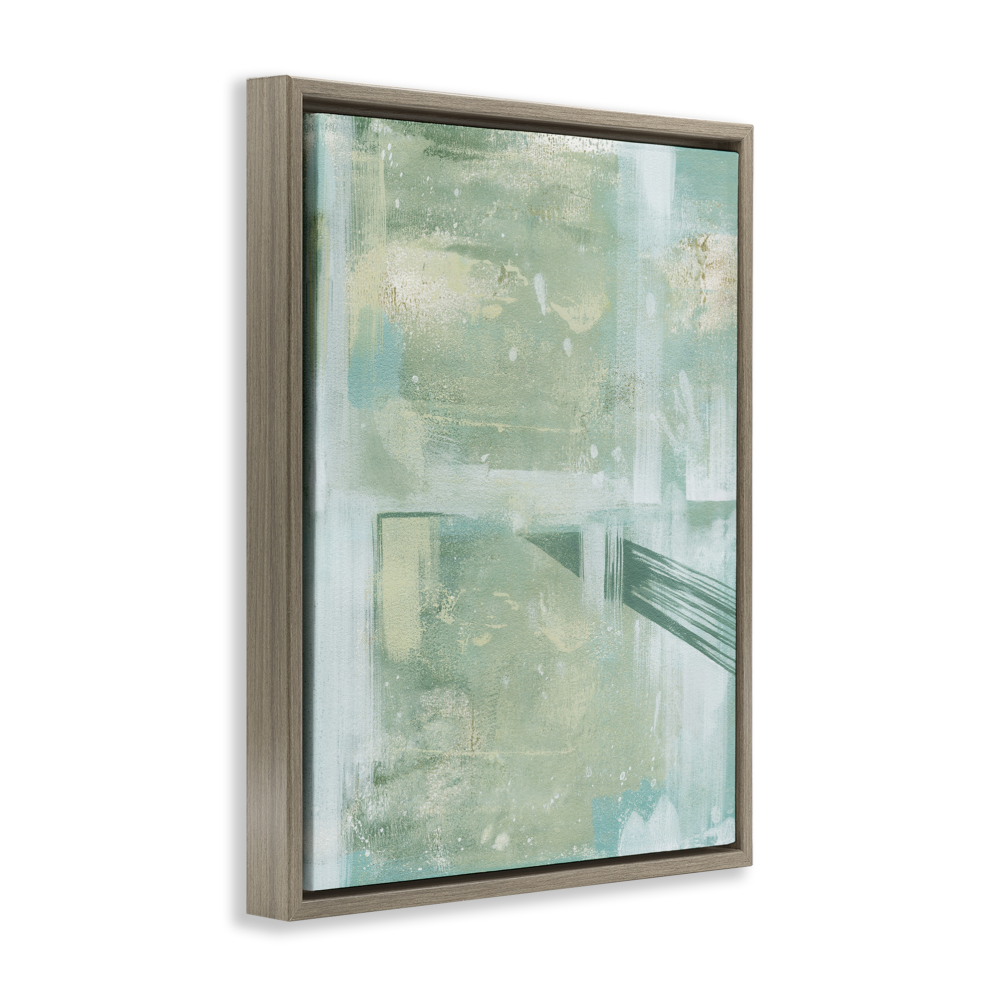 Stupell Industries Green Weathered Abstract Abstract Painting Brown Floater Framed Canvas Art Print Wall Art, 17 x 21