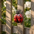 thumbnail image 3 of Metal Ladybug Wall Art Decor, Realistic Hanging Beetle Sculpture for Garden Fence and Living Room, Outdoor Yard Decoration Metal Insect Craft, Yellow, 3 of 5