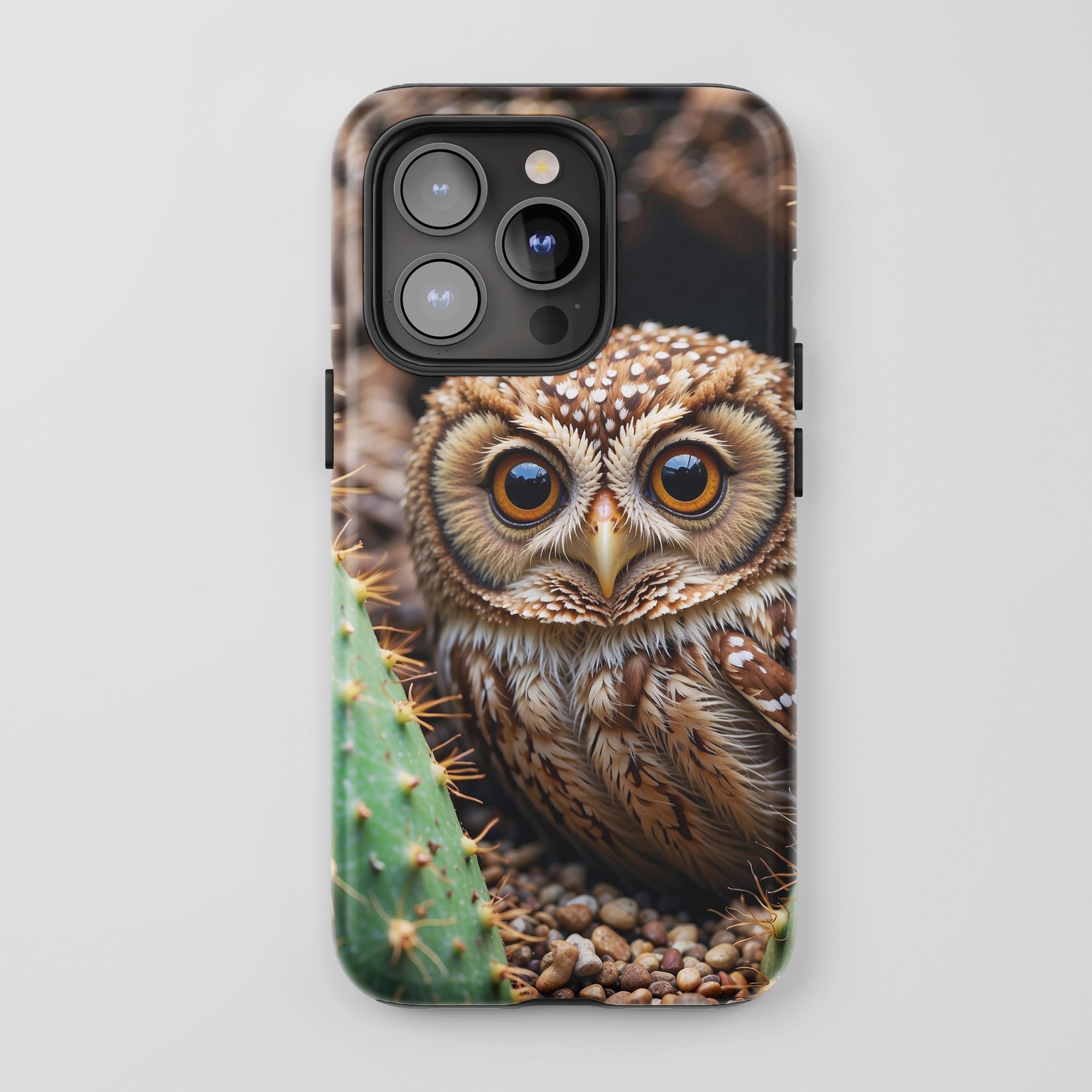 Cute Owl For All iPhone Series Protective Phone Case Realistic Wildlife Brown