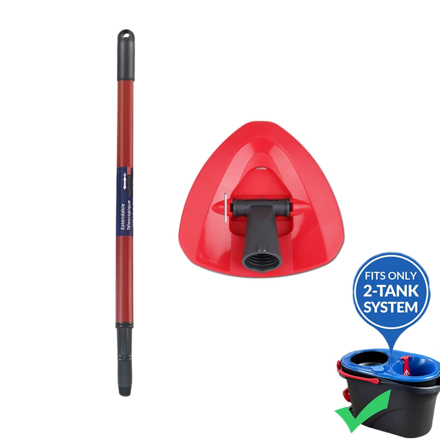 1 Spin Mop Handle & 1 Triangle Base Compatible with OCedar Spin Mop