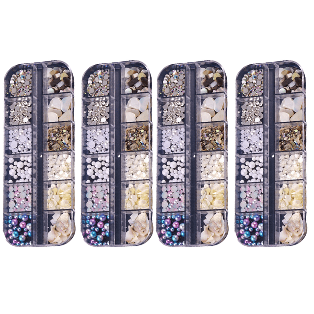 Nail Art Jewelry Perlas Nail Art Rhinestone Parte posterior plana AB Diamante Cuentas redondas Cristal mixto Encanto Piedras preciosas para decoraciones de uñas 3D Adepaton CPB-DE-LYY288-1