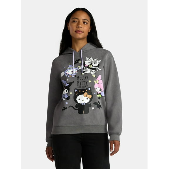 Hello Kitty and Friends Women's Halloween Graphic Pullover Hoodie Sweatshirt, Sizes XXS-XXL