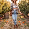 thumbnail image 6 of Women's Long Sleeve Shirts Plaid Button Down Fall Work Blouses Lightweight Business Casual Tops, L, 6 of 8
