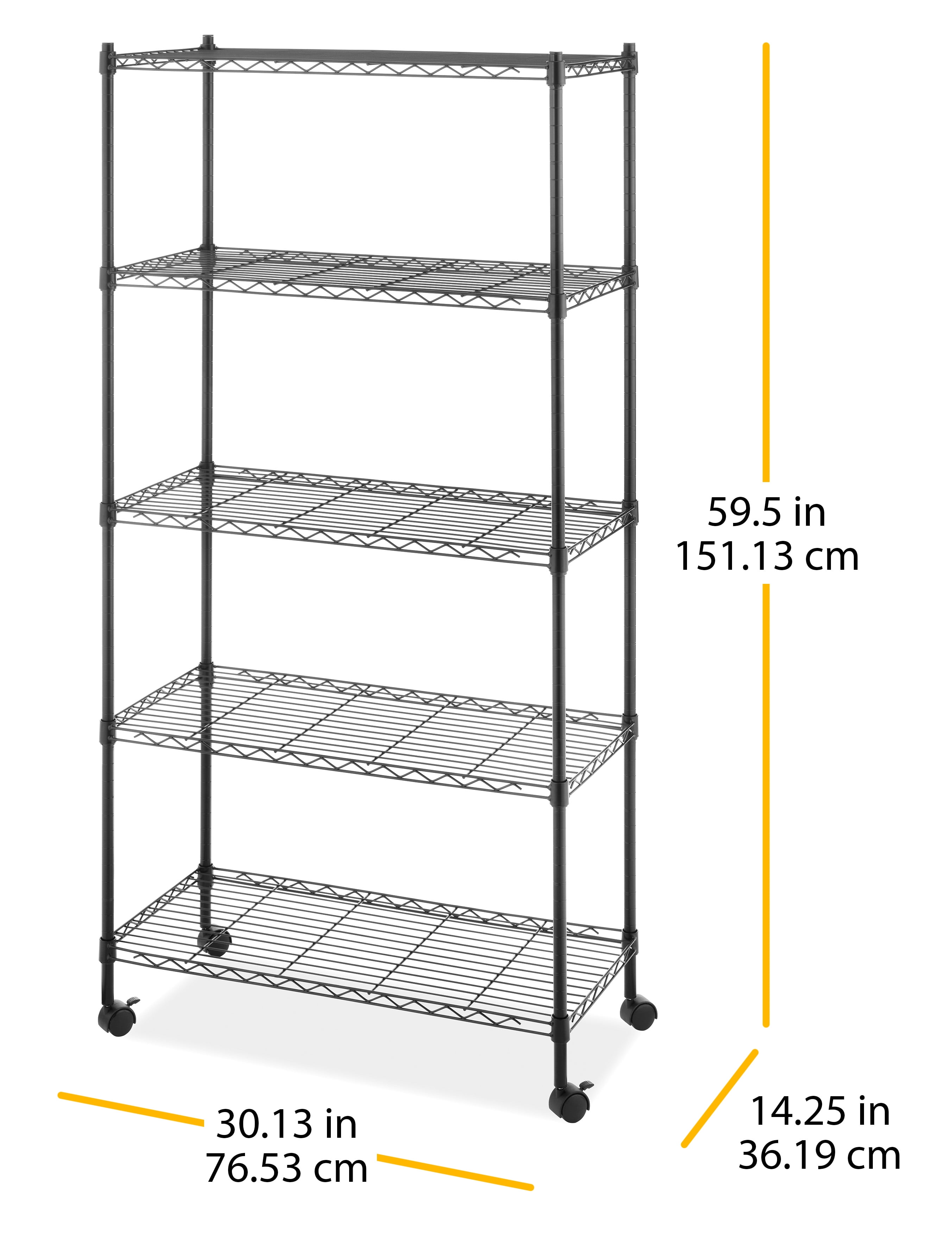 Whitmor Supreme Metal Shelf 5-Tier Cart Holds up to 1,000 lbs. - Black
