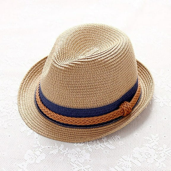 CoCopeaunt Miss Summer Top Hat, Korean Color Matching Trendy Straw Hat, Jazz Hat, Beach Resort Fashion Hat