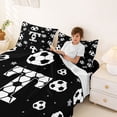 thumbnail image 3 of Erosebridal Cartoon Football Print Queen Sheet Sets,Black White T Alphabet Bed Set For Soccer Lovers 4pcs, 3 of 6