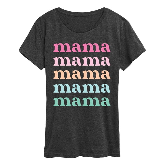 Instant Message - Colorful Stacked Mama Short Sleeve Graphic T-Shirt