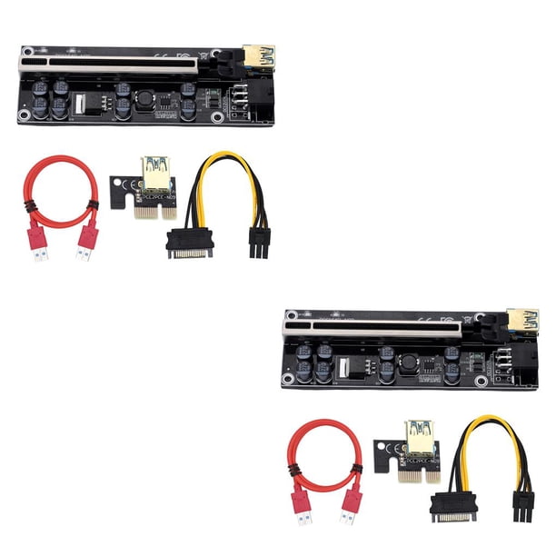 Methold PCI-E 1x a 6x Powered USB3.0 Extender Card Board Portable Mini Home Computer Adapter Ranura negra Cable rojo Cable rojo con ranura negra 2piezas