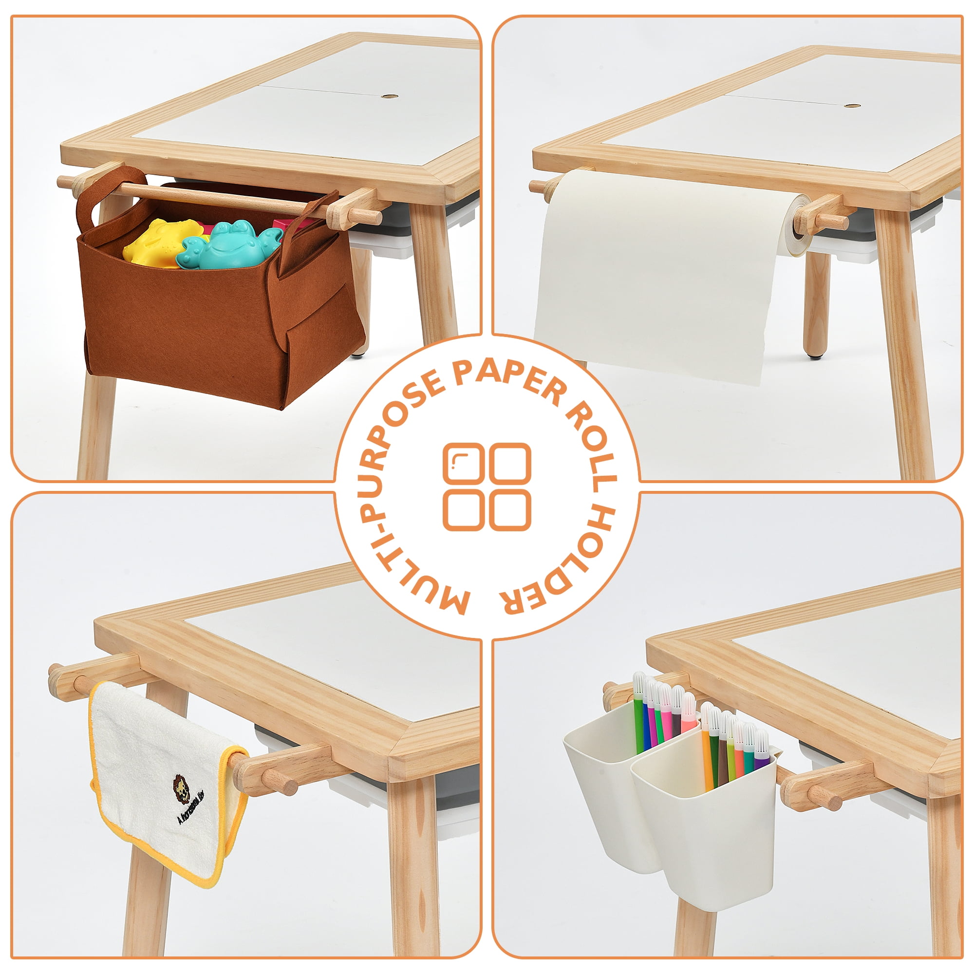 Buballino Kids Children 3-Piece Multifunction Activity Table and Chair Set, Beige