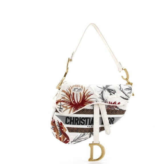 Pre-Owned Saddle Bag Logo Embroidered Canvas Medium By Rebag