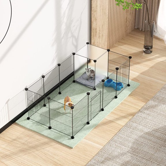 Pet Playpen, Portable Wire Fence with Door for Puppies, Kitties, , 48" x 24" x 16"