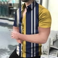 thumbnail image 5 of Camisa de manga corta con cuello abatible y botones para hombre, informal, cómoda, transpirable, con estampado 3D de rayas de playa para vacaciones, 5 of 5