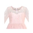 thumbnail image 4 of Girls Dress Lace Long Sleeve Maxi Pink Wedding Party 7 Years, 4 of 5