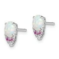 thumbnail image 2 of FB Jewels Sterling Silver Rhodium-plate Dia. Cr.Pink Sapp, Simulated Opal Earrings, 2 of 2