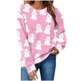 thumbnail image 5 of HAOTAGS Pink Going Out Tops for Women Fashion Holiday Halloween Sweatshirts Long Sleeve Crew Neck Graphic Shirts for Women, 5 of 5