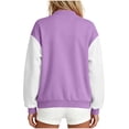 thumbnail image 5 of IUYRTFE Women's Color Block Varsity Bomber Jacket Button Down Long Sleeve Casual Baseball Coat with Pockets, 5 of 6