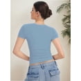 thumbnail image 5 of Women's short Sleeve Short Sleeve Tops Square Neck T Shirts Fitted Basic Tee, 5 of 5