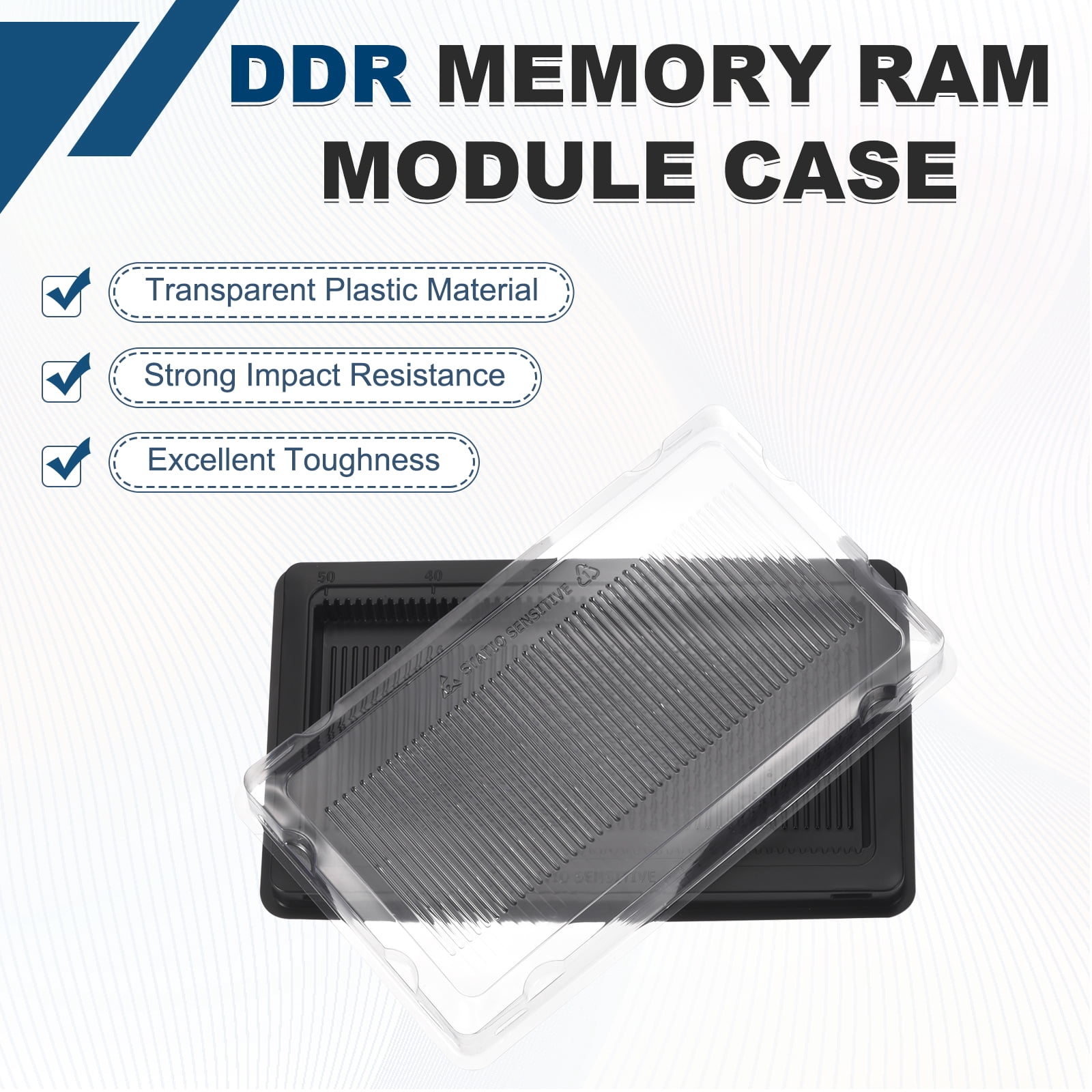 Uxcell 2Pcs DIMM Desktop DDR3/DDR4/DDR5 Memory RAM Module Package Tray with Cover - Plastic Clamshell Antistatic Tray Transparent Packaging Container for Desktop