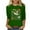 Green, variant on YUGYXL Casual 3/4 Length Sleeve T-shirts for Women Summer Flower Graphic Tees Fashion Crew Neck Soft Tunic Blouse Loose Fit Clothes Outdoor Tops