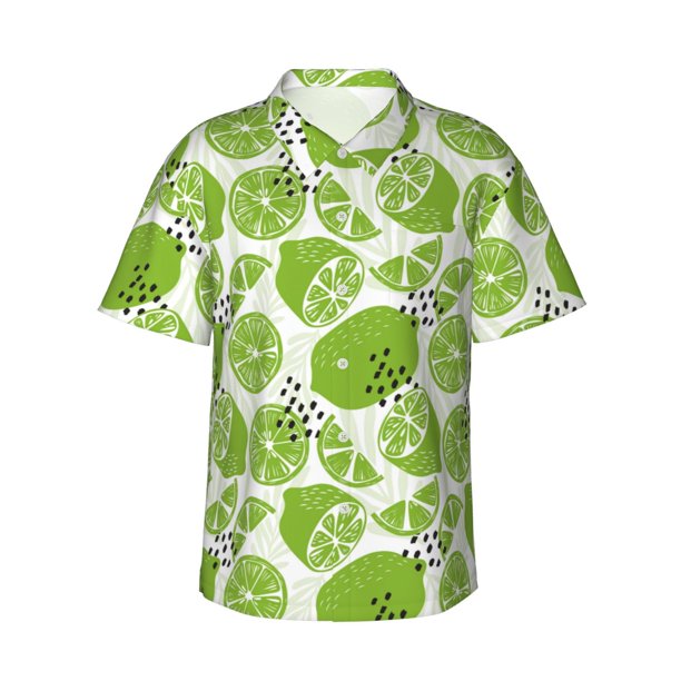 Balery Green Various Lemons Camisas hawaianas de manga corta para hombre, camisas playeras de corte holgado, camisas de vacaciones con botones,Medium
