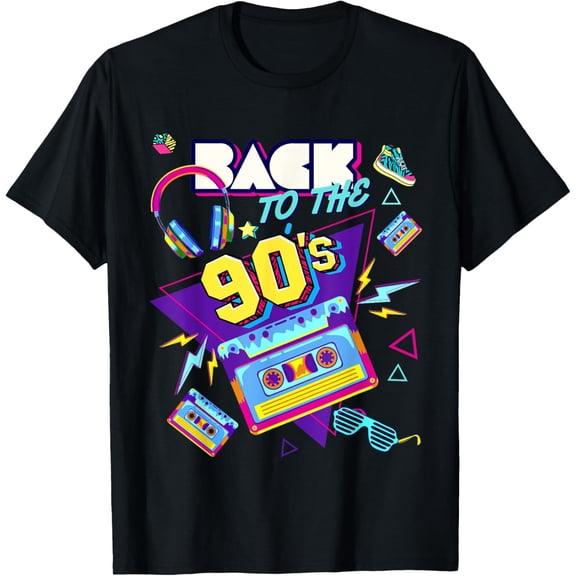 Men's Women's Kids Vintage Retro Back To 90's Graphic Design T-Shirt men and women can wear, black, white, gifts